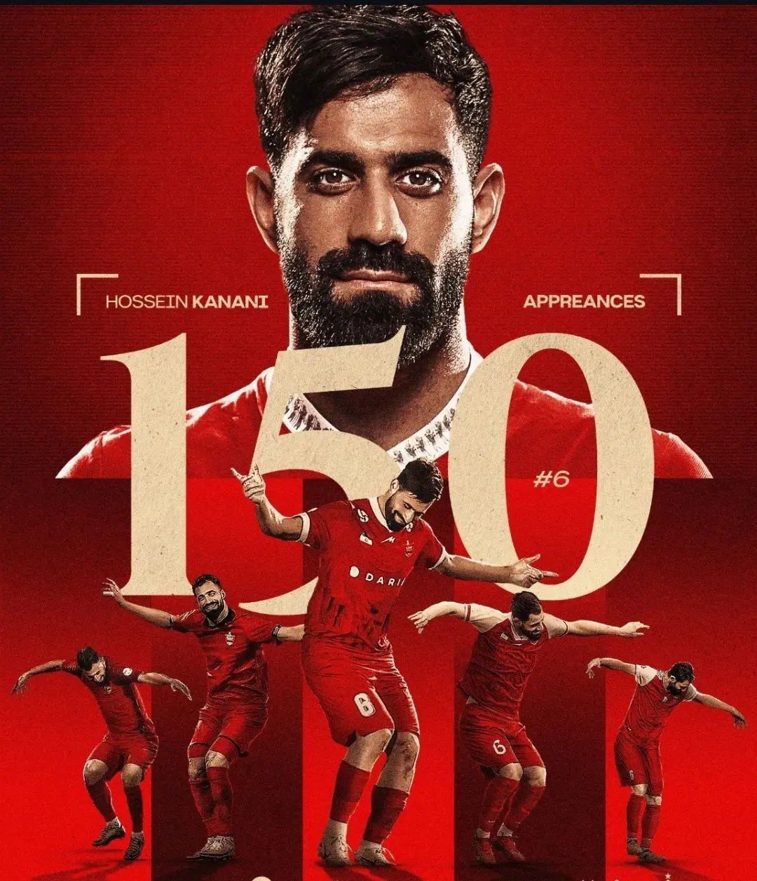 پوستر پرسپولیس برای ۱۵۰ بازی کنعانی