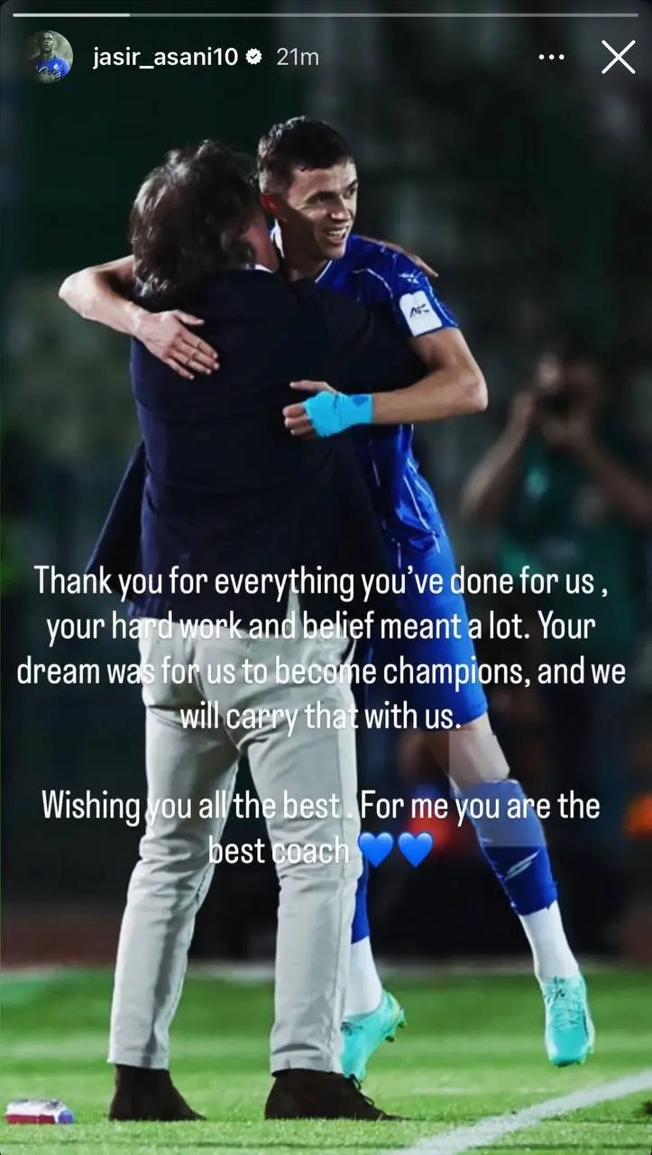 یاسر آسانی یک استوری درباره جدایی ریکاردو ساپینتو منتشر کرد.