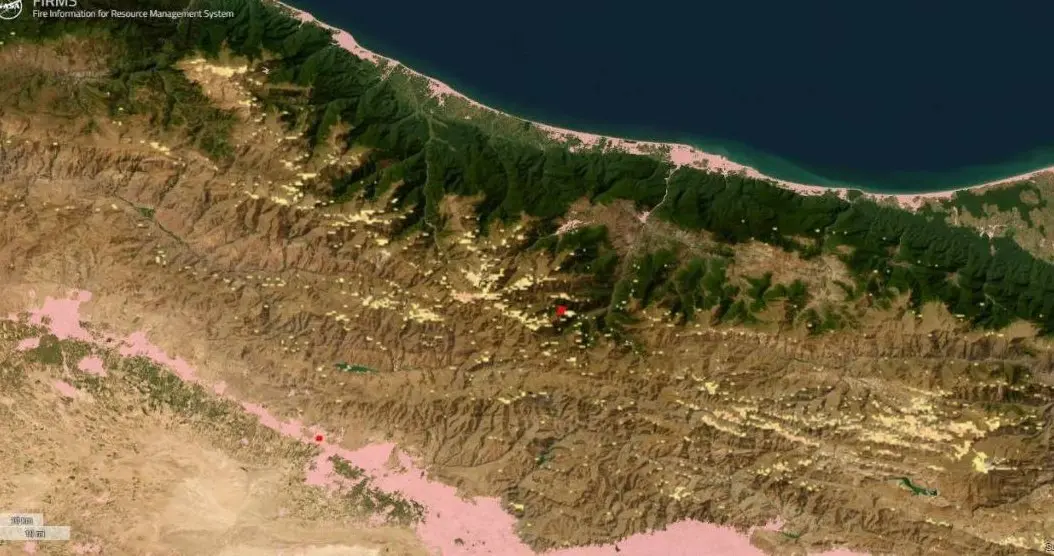 تصاویر ماهواره ای از آتش سوزی الیت 