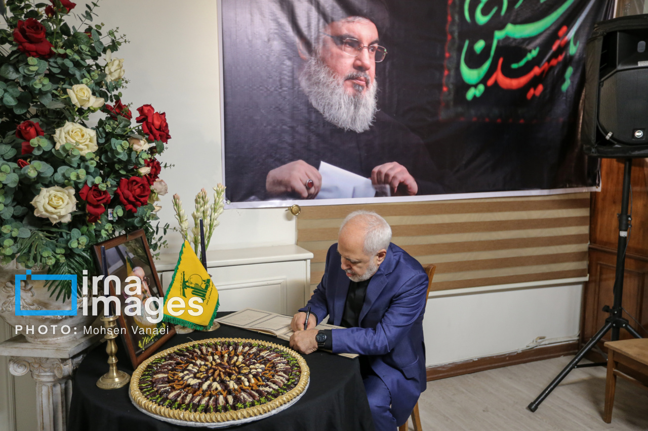 حضور ظریف در دفتر حزب الله لبنان در تهران 