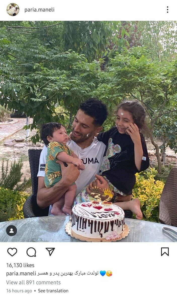 جشن تولد سیدحسین حسینی کنار همسر و فرزندانش