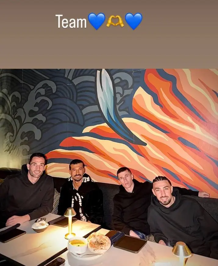 رامین رضاییان در کنار مونیر الحدادی، یاسر آسانی و آنتونیو آدان