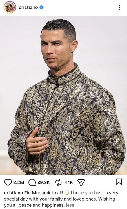 تبریک عید فطر توسط کریستیانو رونالدو +