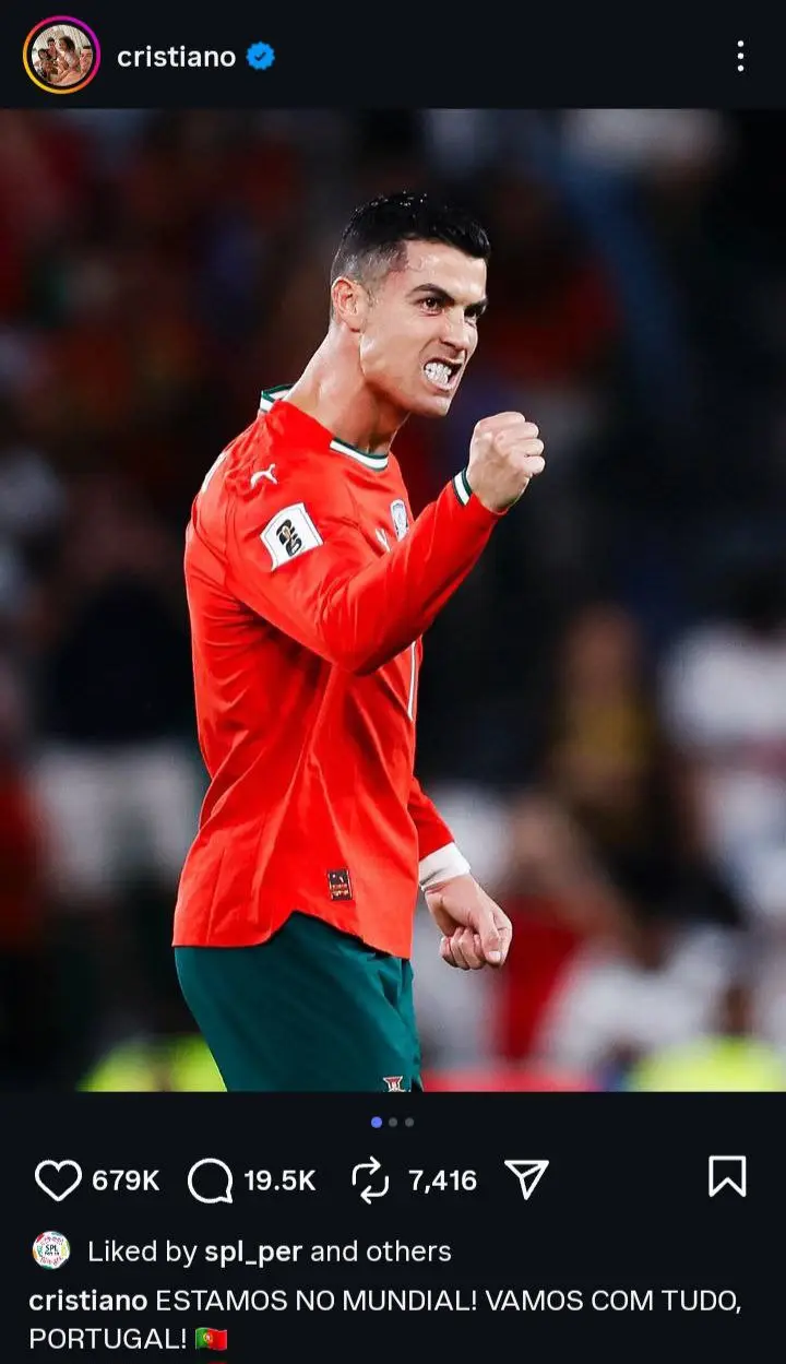 پست اینستاگرامی رونالدو