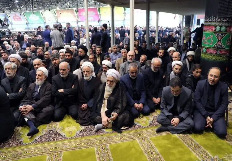 حضور ناطق نوری و حداد عادل در مراسم تشییع پیکر رئیسی و همراهانش 