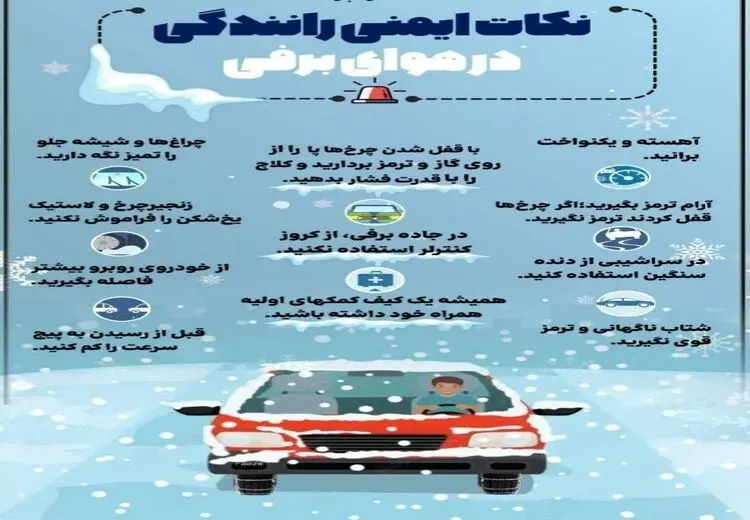 اینفوگرافی/ نکات ایمنی رانندگی در هوای برفی