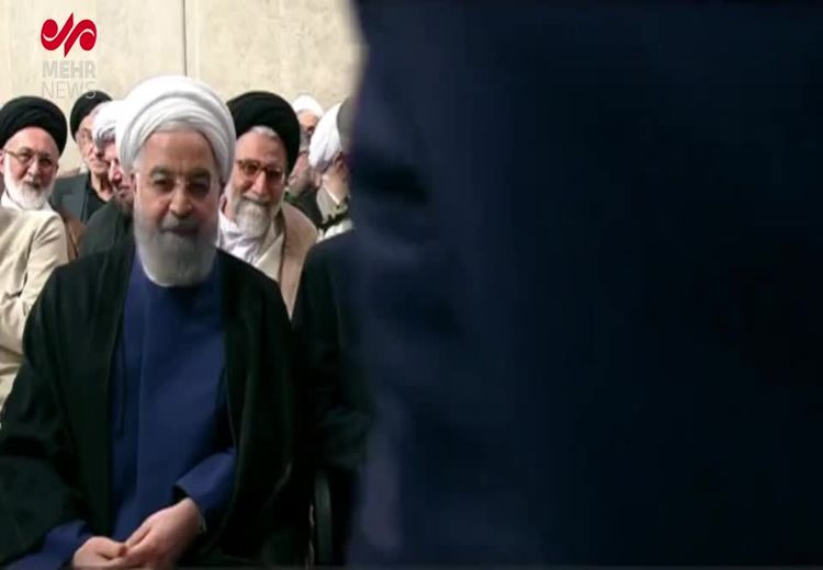  همنشینی روحانی، لاریجانی و جلیلی در مراسم تنفیذ پزشکیان 