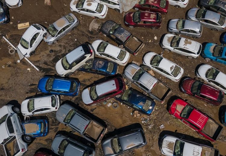 خودروهای غرق شده در سیل مکزیک