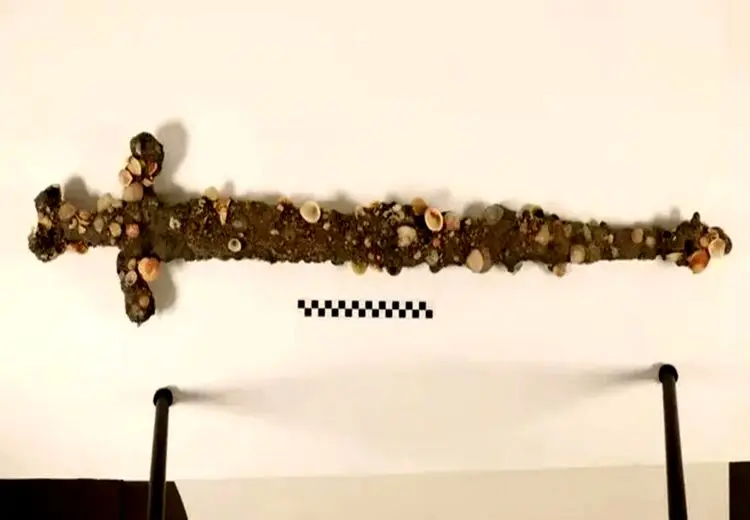 کشف شمشیر ۸۰۰ ساله هنگام شنا در دریا + عکس