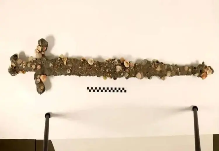 کشف شمشیر ۸۰۰ ساله هنگام شنا در دریا + عکس