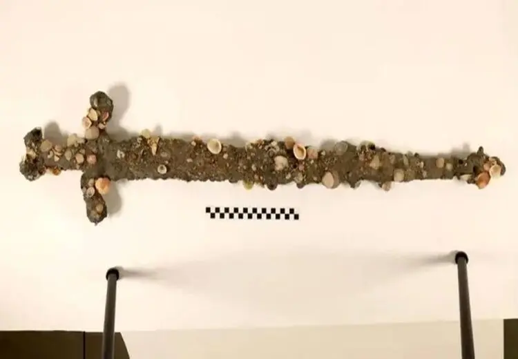 کشف شمشیر ۸۰۰ ساله هنگام شنا در دریا + عکس
