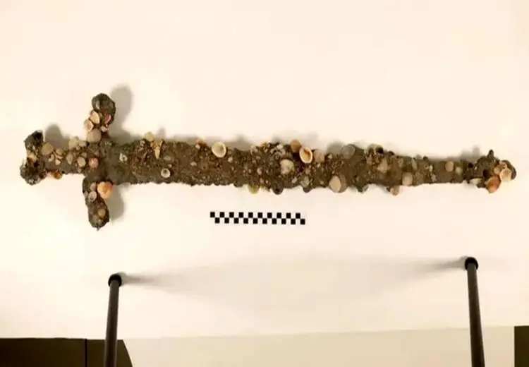 کشف شمشیر ۸۰۰ ساله هنگام شنا در دریا + عکس
