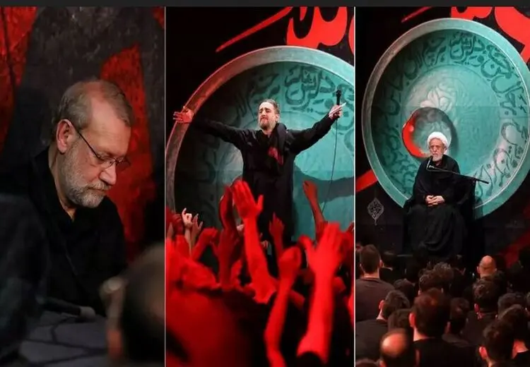  شرکت علی لاریجانی در هیات حاج حسین انصاریان