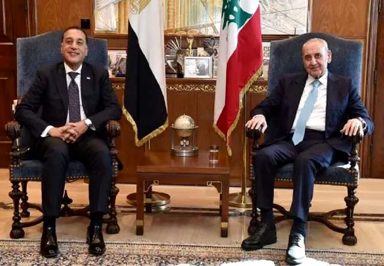 رئیس پارلمان لبنان: نخست وزیر مصر حامل هیچ پیامی نبود