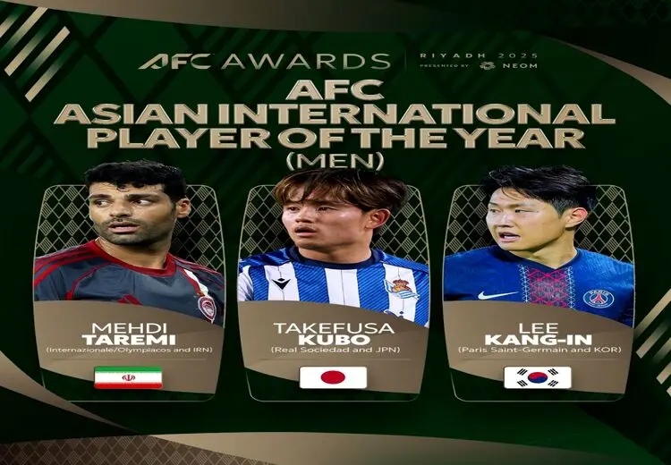  پوستر AFC برای جایزه بهترین‌ لژیونر سال آسیا با حضور مهدی طارمی