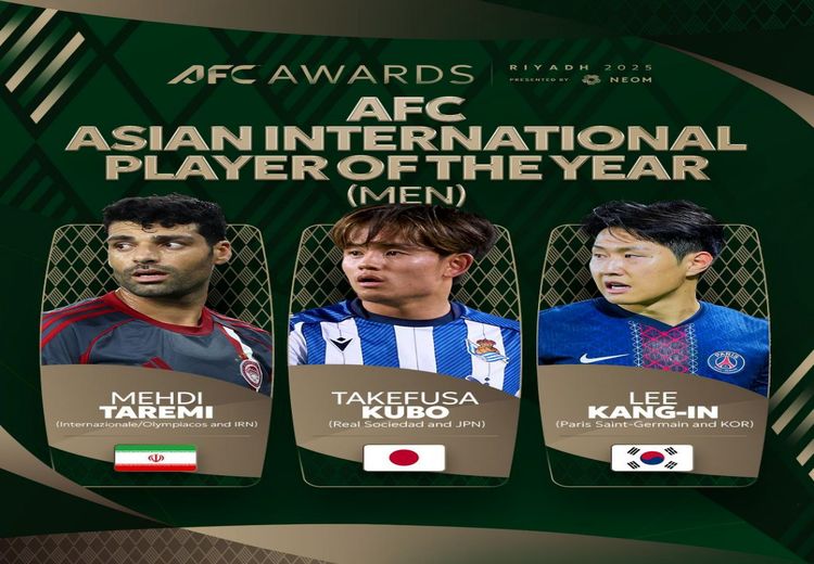  پوستر AFC برای جایزه بهترین‌ لژیونر سال آسیا با حضور مهدی طارمی