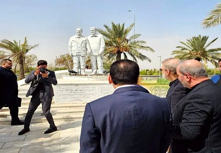 حضور علی لاریجانی در محل شهادت حاج قاسم سلیمانی در عراق