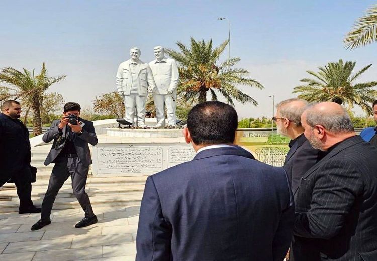 حضور علی لاریجانی در محل شهادت حاج قاسم سلیمانی در عراق