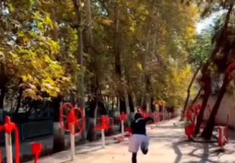 تمرین انفرادی رامین رضاییان در پارک