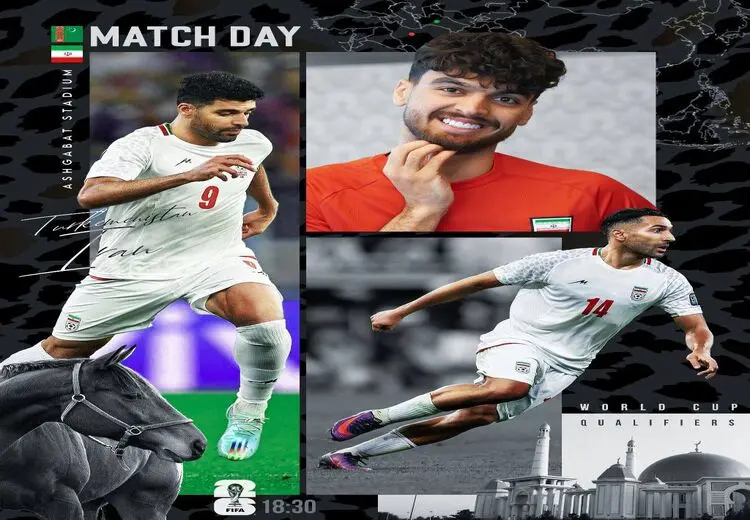 پوستر فدراسیون فوتبال برای دیدار امشب تیم‌های ملی فوتبال ایران و ترکمنستان