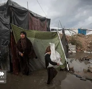 آوارگان غزه در محاصره سیل باران