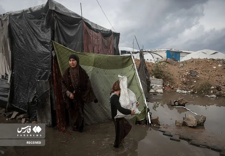 آوارگان غزه در محاصره سیل باران