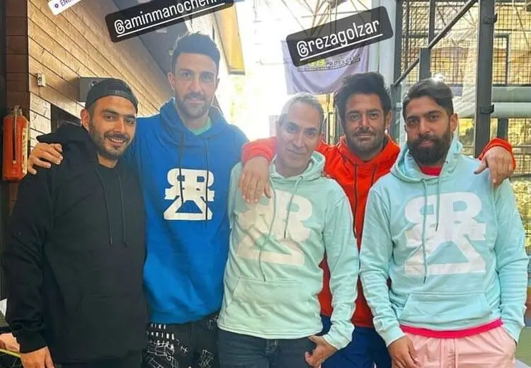 محمدرضا گلزار در جمع بازیکنان پرسپولیس و استقلال