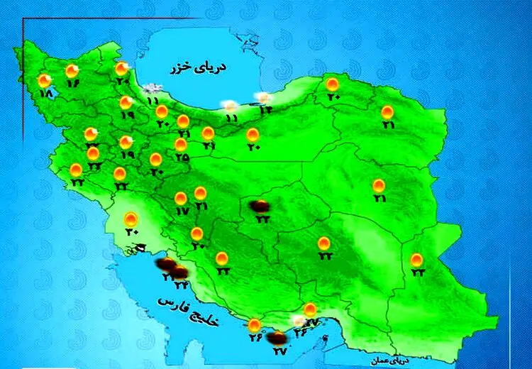 بارش باران و رعدوبرق در مناطق شمالی کشور