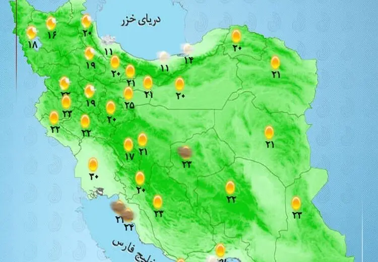بارش باران و رعدوبرق در مناطق شمالی کشور