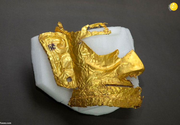کشف یک ماسک اسرارآمیز طلا با قدمتی سه هزار ساله +‌ تصویر