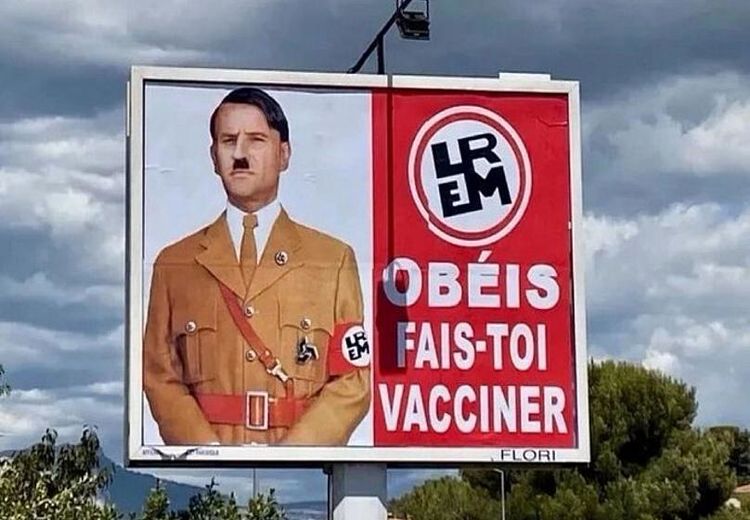 شکایت مکرون بخاطر شبیه‌سازی تصویرش با چهره هیتلر روی بیلبورد تبلیغاتی