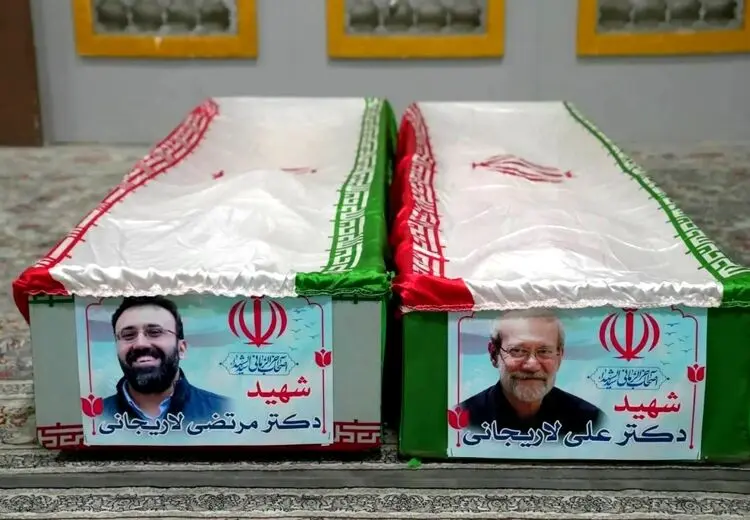 اولین تصویر از تابوت علی لاریجانی و فرزندش