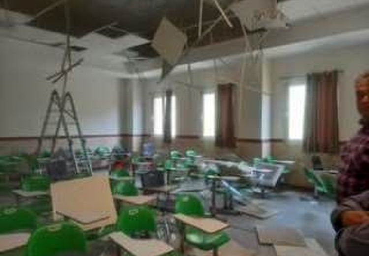 مصدومیت ۱۱ دانشجوی دانشگاه رازی کرمانشاه بخاطر ریزش سقف کلاس + عکس