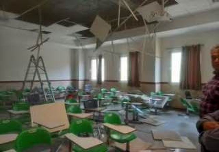 مصدومیت ۱۱ دانشجوی دانشگاه رازی کرمانشاه بخاطر ریزش سقف کلاس + عکس