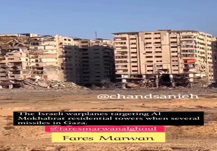بمباران ۱۲ ساختمان بلند در غزه توسط هواپیمای اسراییل