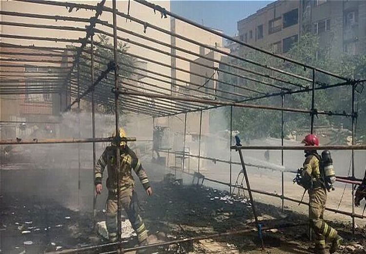 یک هیات عزاداری در تهران آتش گرفت + عکس