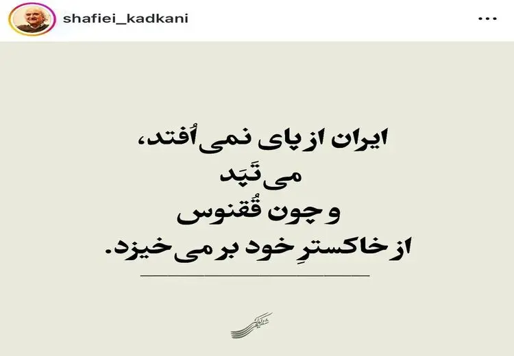 شفیعی کدکنی: ایران از پا نمی‌افتد