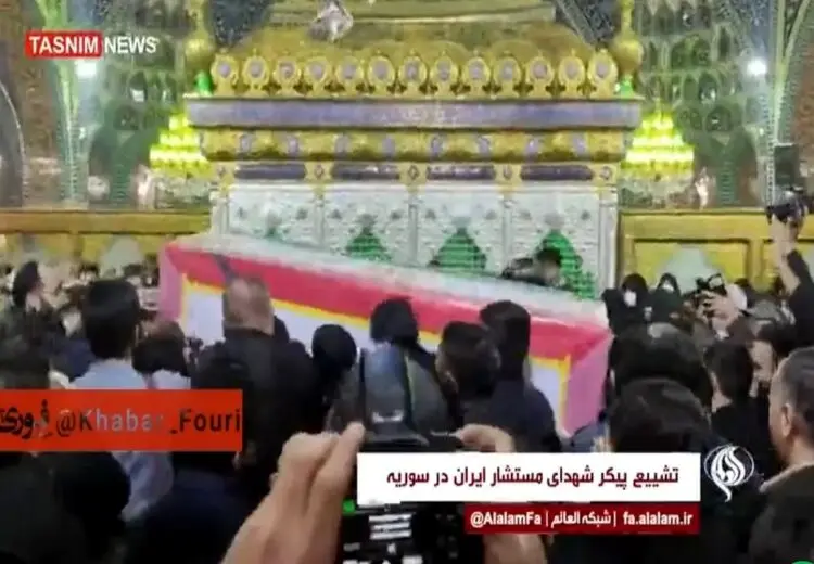 تصویری از تشییع پیکر شهدای مستشاری ایران در حرم حضرت زینب(س)