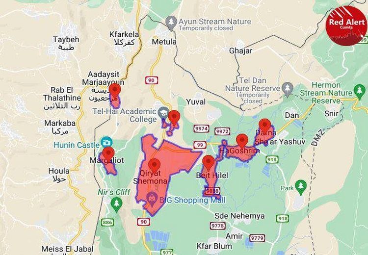 شلیک بیش از ۳۰ موشک توسط مقاومت لبنان به شهرک اسراییل و قطع شدن برق آن