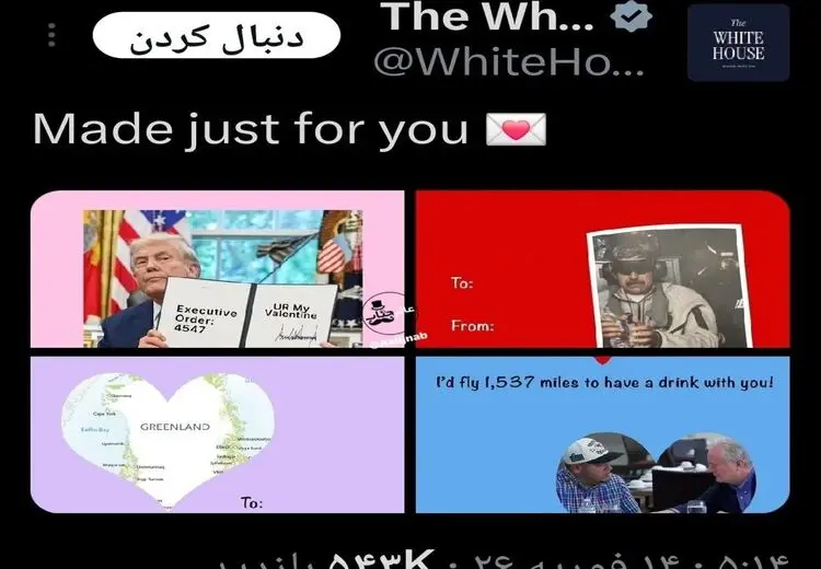ولنتاین متفاوت کاخ سفید با یک پیام جنجالی/ عکس