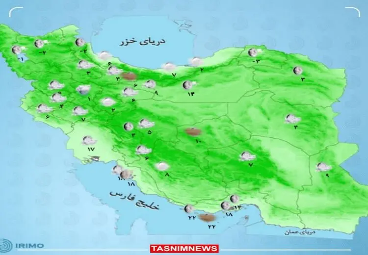 بارش برف و باران و کاهش محسوس دما در کشور