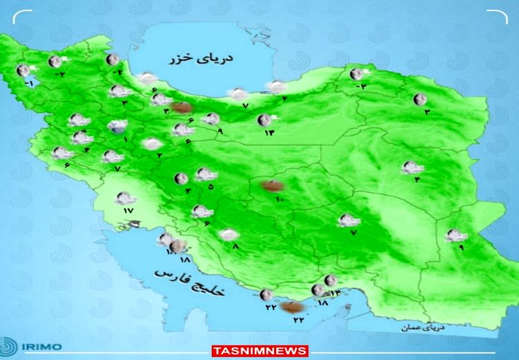 بارش برف و باران و کاهش محسوس دما در کشور