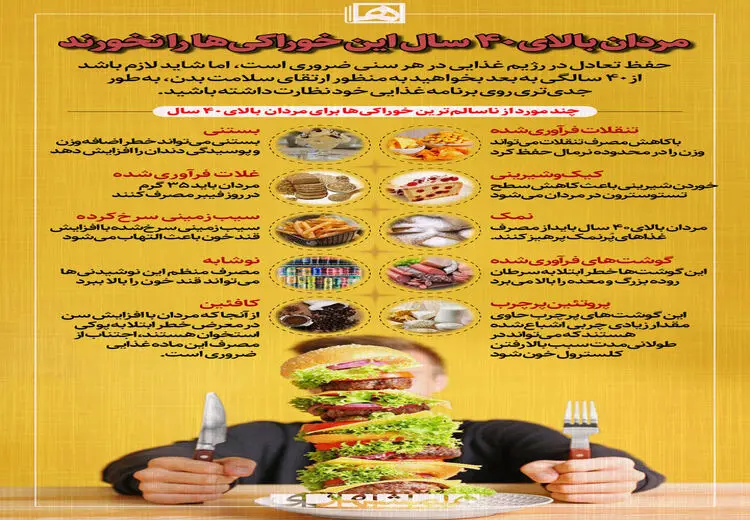 مردان بالای ۴۰ سال این خوراکی‌ها را نخورند
