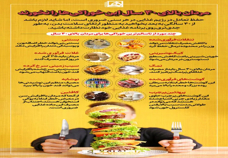 مردان بالای ۴۰ سال این خوراکی‌ها را نخورند