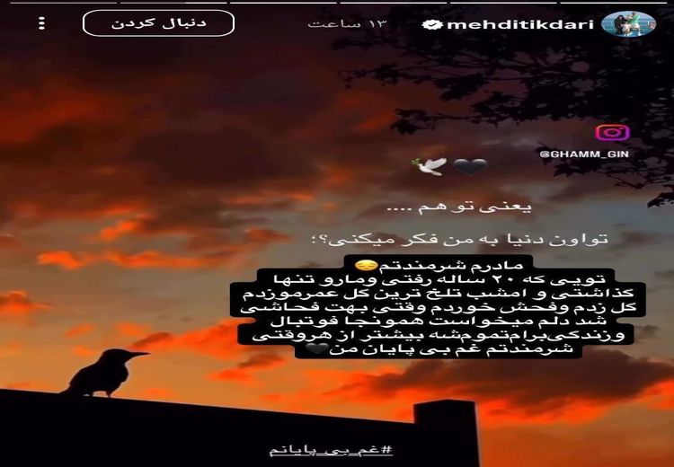استوری تلخ مهدی تیکدری پس از فحاشی به مادرش: می‌خواستم همان‌جا فوتبال و زندگی‌ام تمام شود