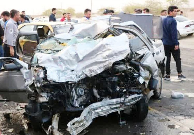 تصادف هولناک پژو با تیبا در جاده اهواز با ۶ کشته