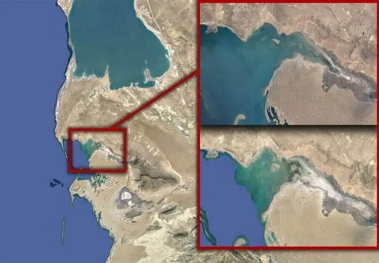 بندر ترکمن‌باشی در شمال خزر در آستانه خشکی کامل + عکس