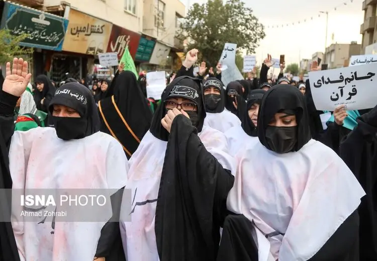 عکس جنجالی از آرایش غلیظ خانم کفن پوش در قم