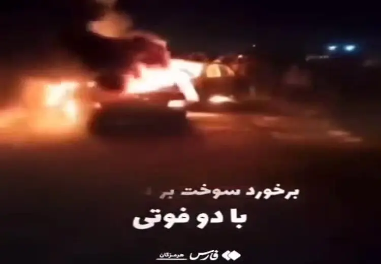 لحظه تصادف هولناک یک خودروی حامل سوخت قاچاق
