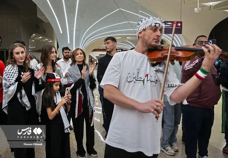 تصویری جالب از هواداران فلسطینی در قطر